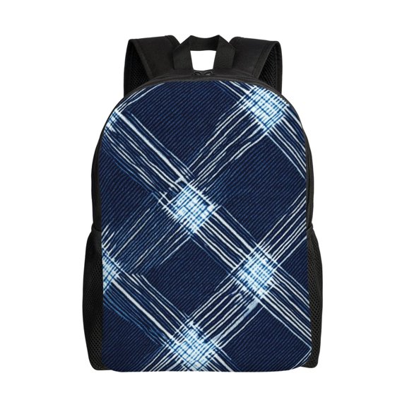 Single Side Full Backpack 16.111.84.5in Large Capacity Breathable Shoulder Belt Leisure Simple And Strong Bearing Capacity Argyle Plaid Deepskyblue_4