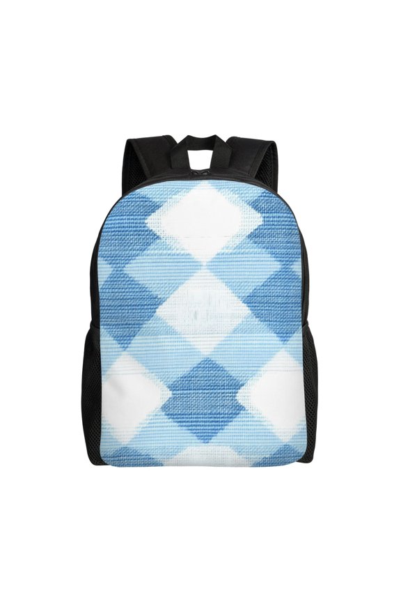 Single Side Full Backpack 16.111.84.5in Large Capacity Breathable Shoulder Belt Leisure Simple And Strong Bearing Capacity Argyle Plaid Lightskyblue_1