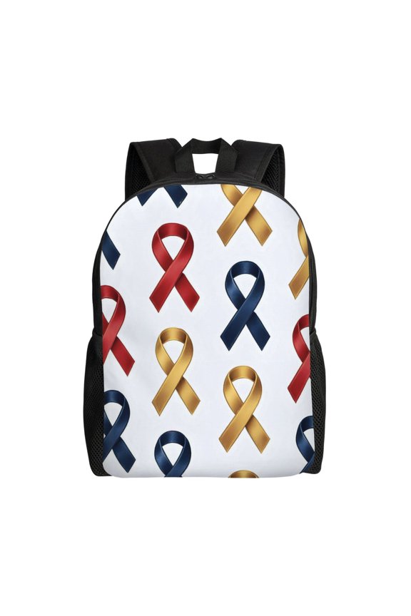 Single Side Full Backpack 16.111.84.5in Large Capacity Breathable Shoulder Belt Leisure Simple And Strong Bearing Capacity Cancer Awareness Ribbon Pattern - Metallic Elegance (1)