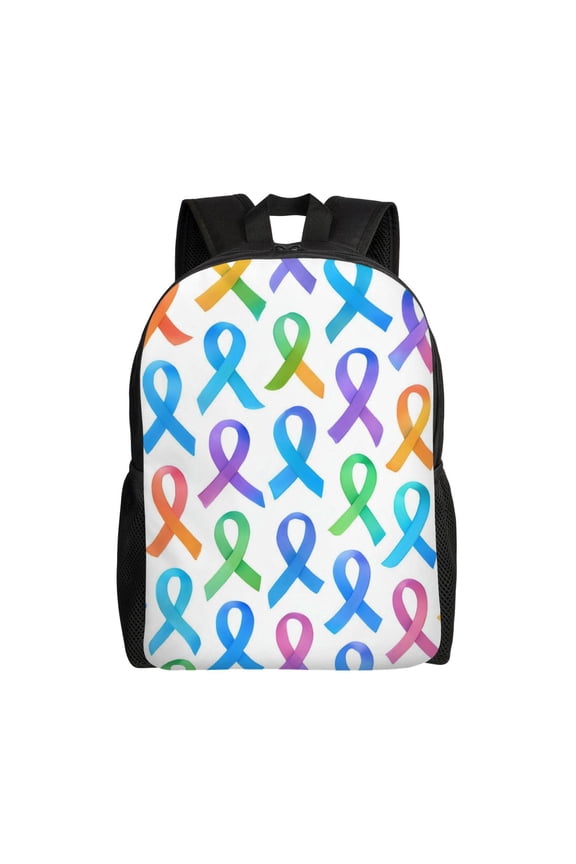 Single Side Full Backpack 16.111.84.5in Large Capacity Breathable Shoulder Belt Leisure Simple And Strong Bearing Capacity Cancer Awareness Ribbon Pattern - Ombr Flow