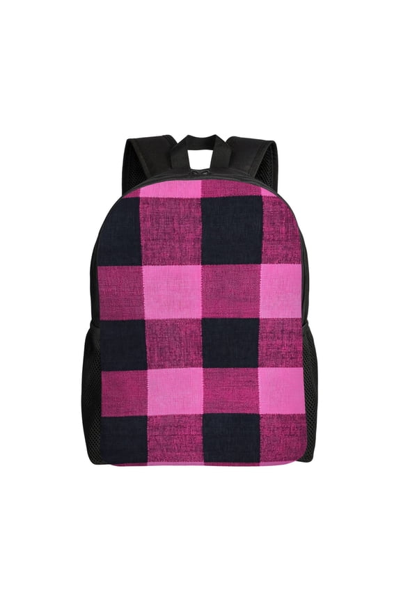Single Side Full Backpack 16.111.84.5in Large Capacity Breathable Shoulder Belt Leisure Simple And Strong Bearing Capacity Hotpink Buffalo Plaid Check Tartan Scotland_2