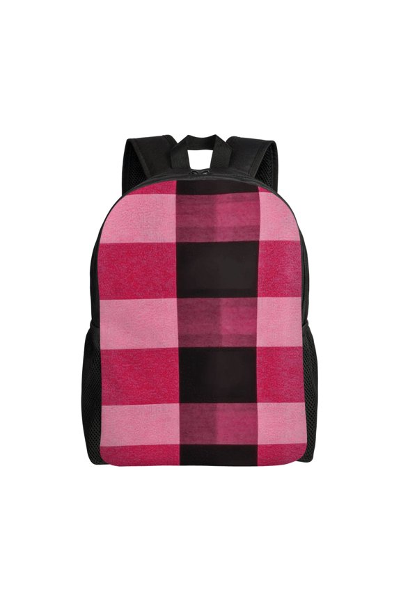 Single Side Full Backpack 16.111.84.5in Large Capacity Breathable Shoulder Belt Leisure Simple And Strong Bearing Capacity Hotpink Buffalo Plaid Check Tartan Scotland_1