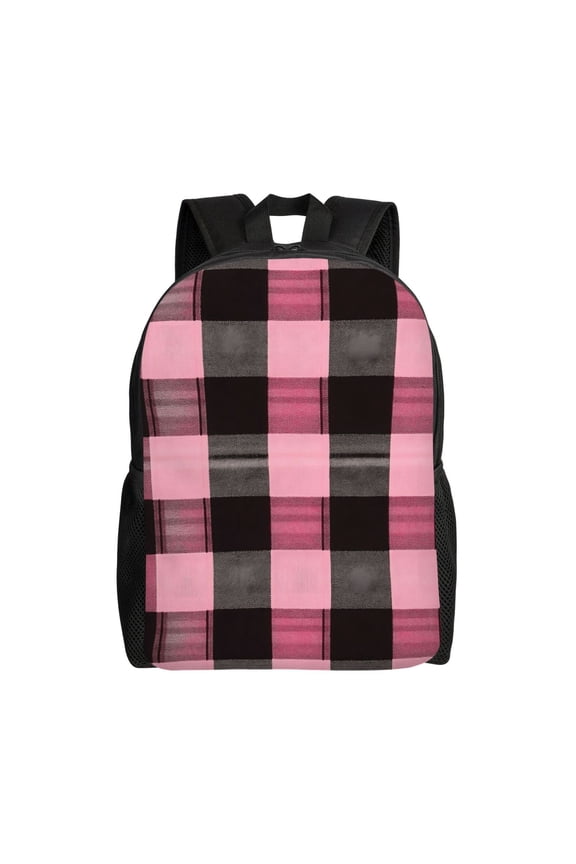 Single Side Full Backpack 16.111.84.5in Large Capacity Breathable Shoulder Belt Leisure Simple And Strong Bearing Capacity Hotpink Buffalo Plaid Check Tartan Scotland_4