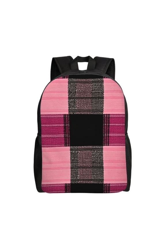 Single Side Full Backpack 16.111.84.5in Large Capacity Breathable Shoulder Belt Leisure Simple And Strong Bearing Capacity Hotpink Buffalo Plaid Check Tartan Scotland_3
