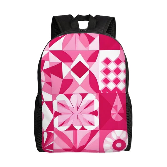 Single Side Full Backpack 16.1×11.8×4.5in Large Capacity Breathable Shoulder Belt Leisure Simple And Strong Bearing Capacity Hotpink Geometric Patterns_1