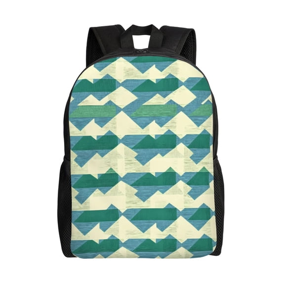 Single Side Full Backpack 16.1×11.8×4.5in Large Capacity Breathable Shoulder Belt Leisure Simple And Strong Bearing Capacity Lightseagreen Colorful Houndstooth_1