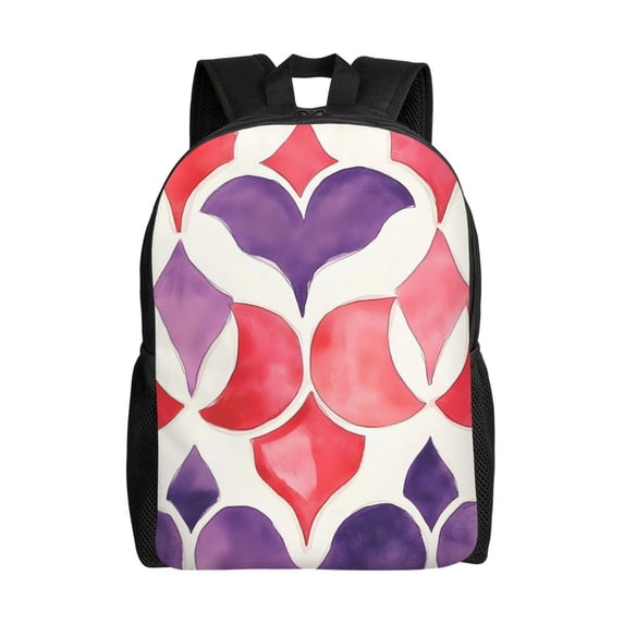 Single Side Full Backpack 16.1×11.8×4.5in Large Capacity Breathable Shoulder Belt Leisure Simple And Strong Bearing Capacity Palevioletred Moroccan Trellis Hand-Drawn Sketch_3