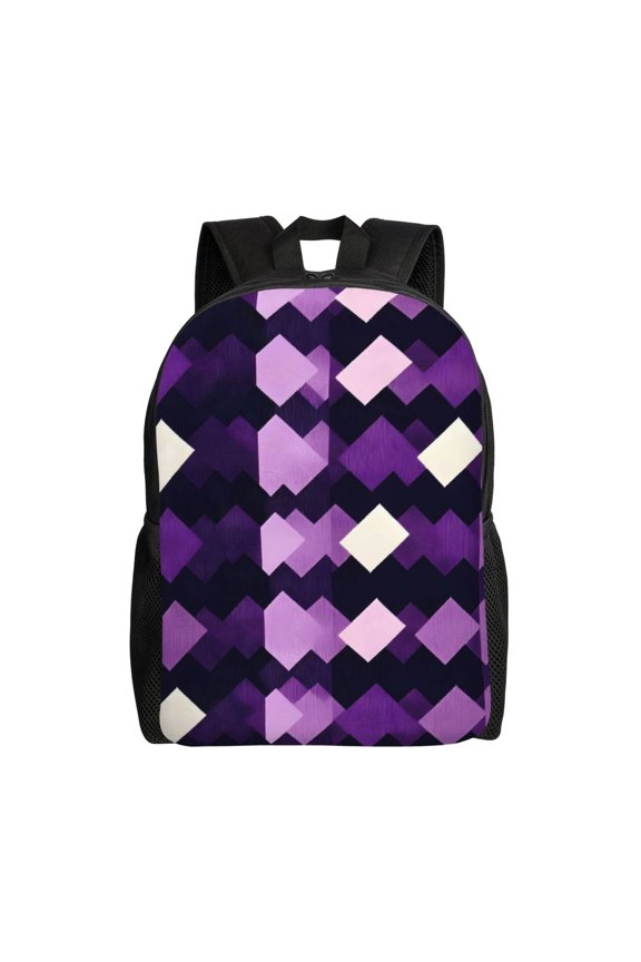 Single Side Full Backpack 16.111.84.5in Large Capacity Breathable Shoulder Belt Leisure Simple And Strong Bearing Capacity Violet Retro Houndstooth_1