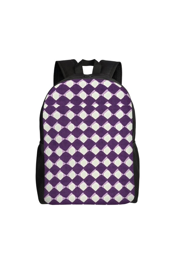 Single Side Full Backpack 16.111.84.5in Large Capacity Breathable Shoulder Belt Leisure Simple And Strong Bearing Capacity Violet Retro Houndstooth_2