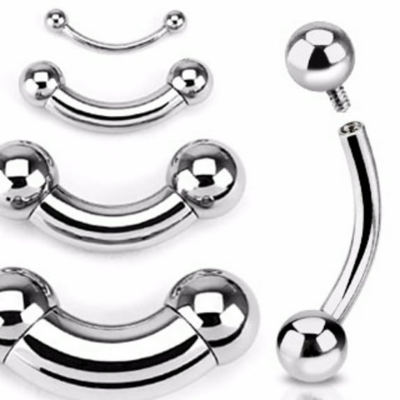 Single Side Internally Threaded Basic Eyebrow Curve Barbell Ring 316L Surgical Steel (Sold by Piece)