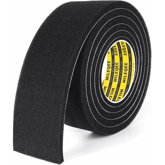 Single-Sided Adhesive Foam Tape Low-Density, Super Soft Easy Adjust Sealing Strip for Window Door Air Gap, Sponge Draft Blocker and Sound Reducer, 1.96in x 6.6FT Black
