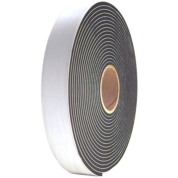Single Sided Black Medium Density Pvc Foam Tape 1/4 Thick X 2 Wide X 35 Ft Long Roll (12 Roll/Case)
