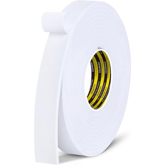 Single-Sided EVA Foam Tape Single-Sided Sealing Strip Foam Pad Sponge Tape,Self-Adhesive Insulation Sealing Tape (White) 1.2inX16.4FT