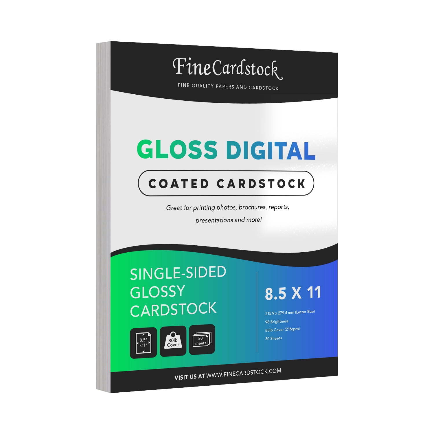 Single-Sided Heavyweight Gloss Digital Cardstock – Perfect for Color Laser  Printing, Design Proposals, Flyers, Brochures | 8.5 x 11 | 80lb Cover 