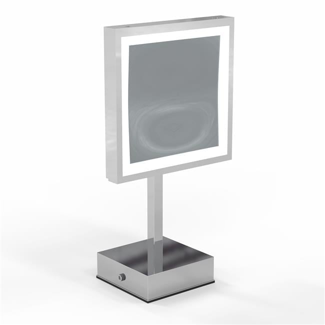 Chrome LED Magnifying Countertop Mirror with Adjustable Frame