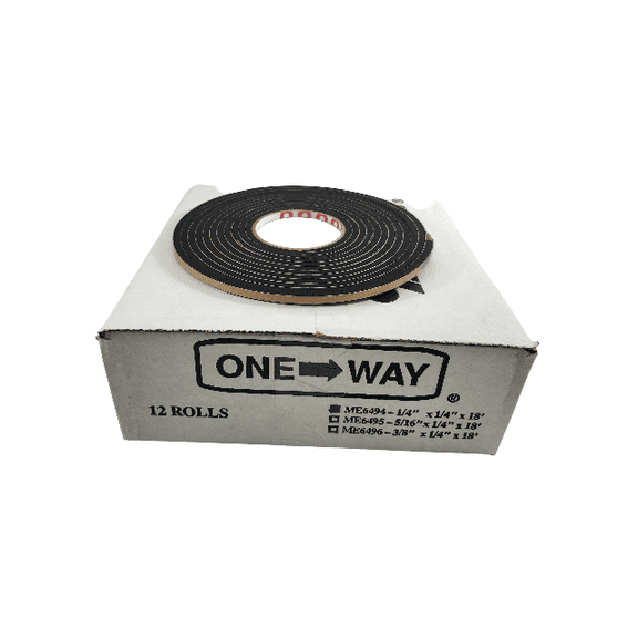 Single-Sided (One-Way) High Density Foam 1/4" H x 1/4" W x 18' (1 case of 12)