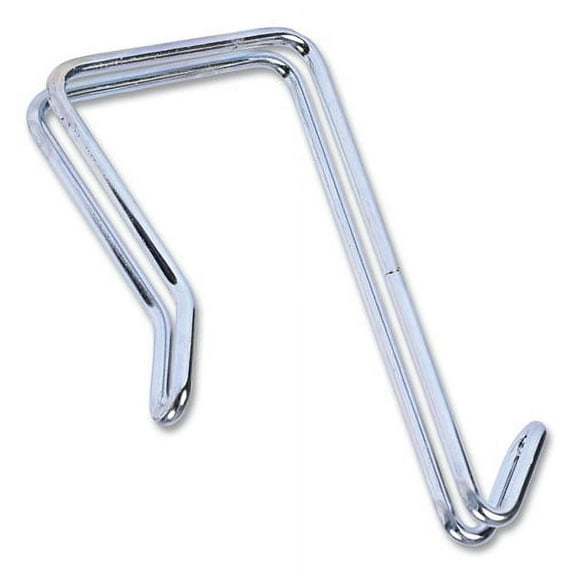 Single Sided Partition Garment Hook, Steel, 0.5 x 3.13 x 4.75, Over-the-Door/Over-the-Panel Mount, Silver, 2/Pack | Bundle of 10 Packs