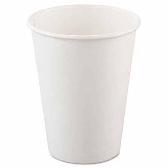 Single-Sided Poly Paper Hot Cups, 12oz, White, 50/Bag, 20 Bags/Carton