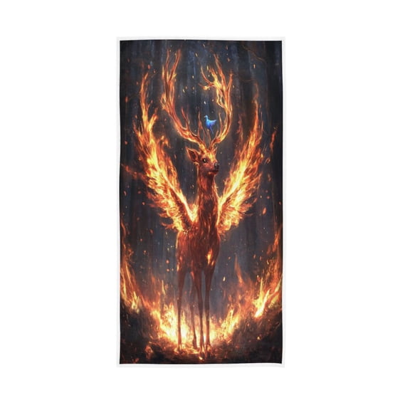 Single-Sided Print Hand Towel Breathable & Soft Towels Wash Cloth for Workout Running A Mythical Deer 30x15 Inch
