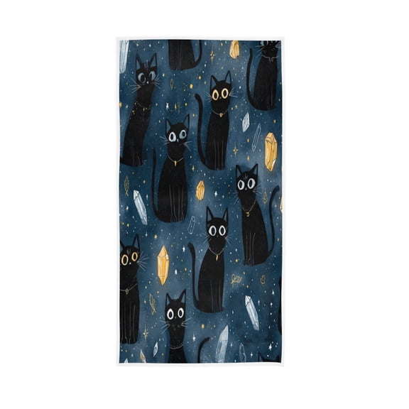 Single-Sided Print Hand Towel Breathable & Soft Towels Wash Cloth for Workout Running Black Cats and Mystical Symbols 30x15 Inch