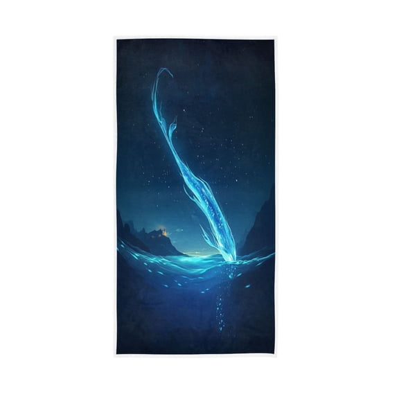 Single-Sided Print Hand Towel Breathable & Soft Towels Wash Cloth for Workout Running Blue Deep-sea Creature 30x15 Inch