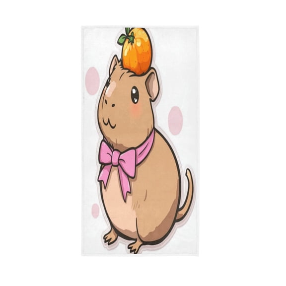 Single-Sided Print Hand Towel Breathable & Soft Towels Wash Cloth for Workout Running Capybara with A Bow 30x15 Inch