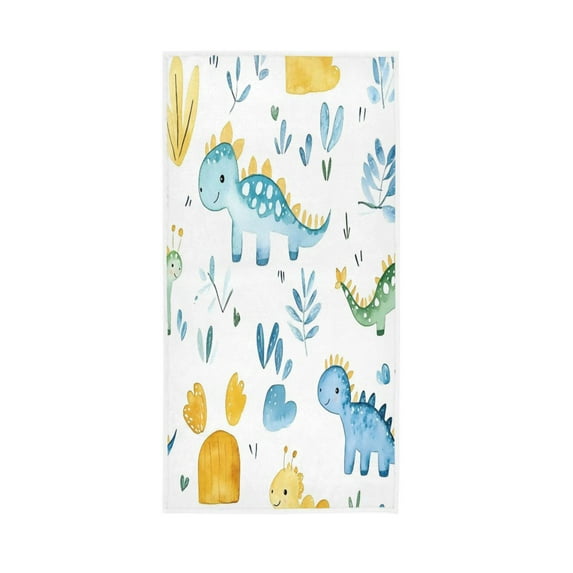 Single-Sided Print Hand Towel Breathable & Soft Towels Wash Cloth for Workout Running Cute Baby Dinosaur Pattern 30x15 Inch