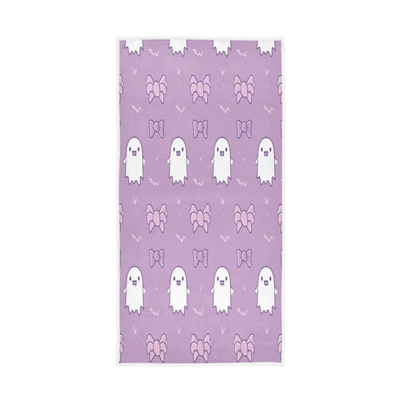 Single-Sided Print Hand Towel Breathable & Soft Towels Wash Cloth for Workout Running Cute Pastel Ghost and Bows 30x15 Inch