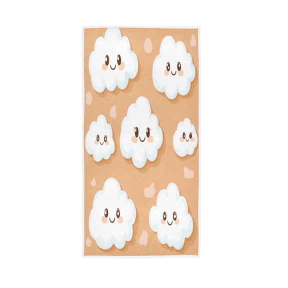 Single-Sided Print Hand Towel Breathable & Soft Towels Wash Cloth for Workout Running Cute White Clouds 30x15 Inch