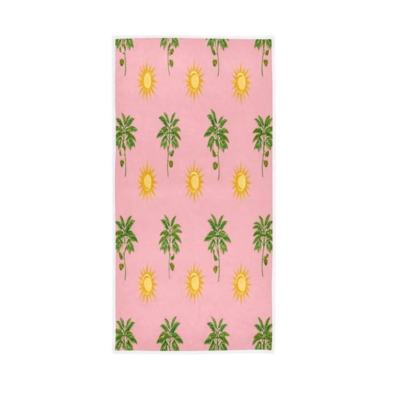 Single-Sided Print Hand Towel Breathable & Soft Towels Wash Cloth for Workout Running Green Palm Tree Pattern 30x15 Inch