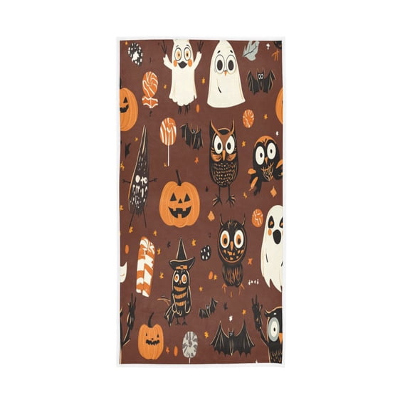 Single-Sided Print Hand Towel Breathable & Soft Towels Wash Cloth for Workout Running Halloween-themed Cartoonish Characters 30x15 Inch