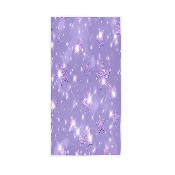 Single-Sided Print Hand Towel Breathable & Soft Towels Wash Cloth for Workout Running Lavender Glitter Stars Pattern 30x15 Inch