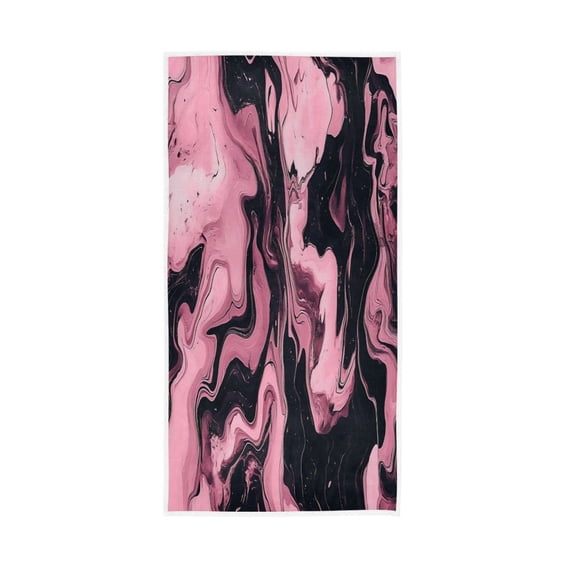 Single-Sided Print Hand Towel Breathable & Soft Towels Wash Cloth for Workout Running Pink and Black Marble Pattern 30x15 Inch