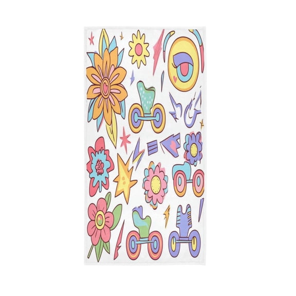 Single-Sided Print Hand Towel Breathable & Soft Towels Wash Cloth for Workout Running Roller Skates and Flowers 30x15 Inch
