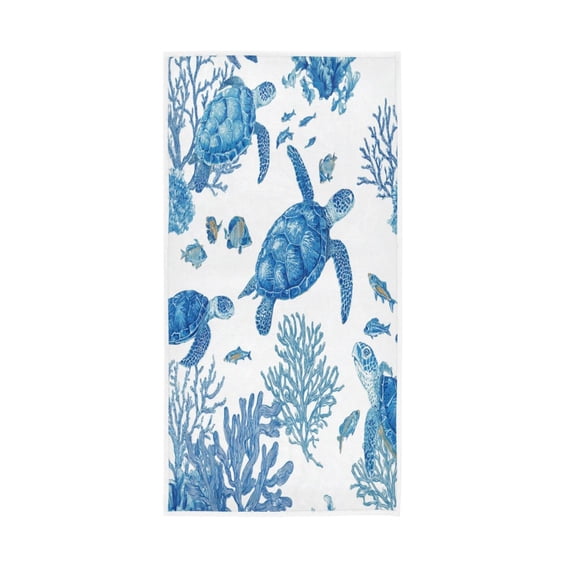 Single-Sided Print Hand Towel Breathable & Soft Towels Wash Cloth for Workout Running Sea Turtles and Coral Reefs 30x15 Inch