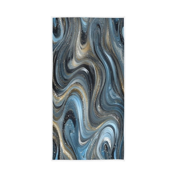 Single-Sided Print Hand Towel Breathable & Soft Towels Wash Cloth for Workout Running Swirling Metal and Marble Pattern 30x15 Inch