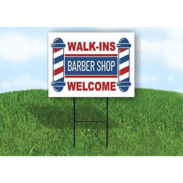 Single Sided Sign BARBER SHOP WALKINS Yard Sign ROAD SIGN with Stand