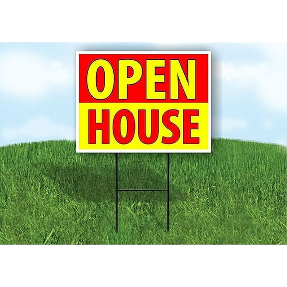 Single Sided Sign Open House RED Yellow Yard Sign Road Sign with Stand