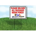thumbnail image 1 of Single Sided Sign Please Deliver All Packages Inside Garage Yard Sign ROAD SIGN with Stand, 1 of 1