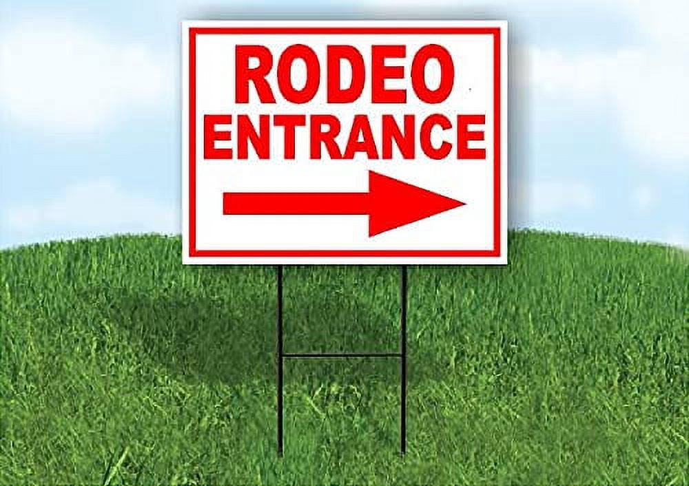 Mirror Sign Rodeo Single Sided Sign RODEO ENTRANCE RIGHT ARROW RED Yard Sign ROAD SIGN ...