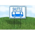 thumbnail image 1 of Single Sided Sign SHUTTLE WITH BUS AND BORDER BLUE Yard Sign ROAD SIGN with Stand, 1 of 1