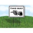 thumbnail image 1 of Single Sided Sign THIS WAY LEFT HAND ARROW BLACK Yard Sign ROAD SIGN with Stand, 1 of 1