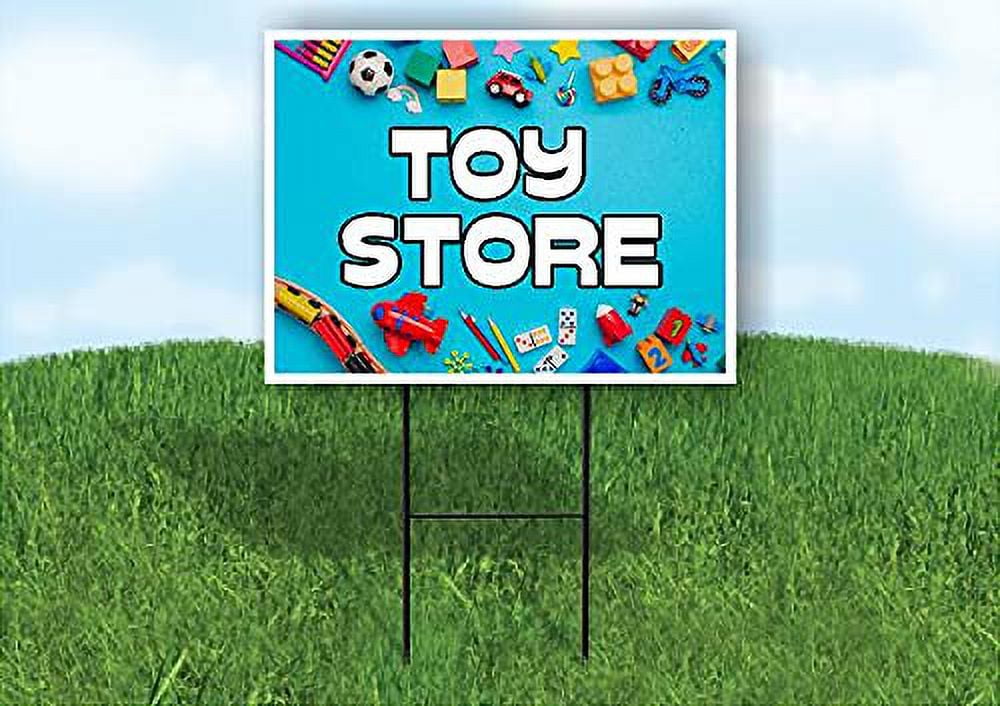 Single Sided Sign TOY STORE BLUE BACKGROUND Yard Sign ROAD SIGN with ...