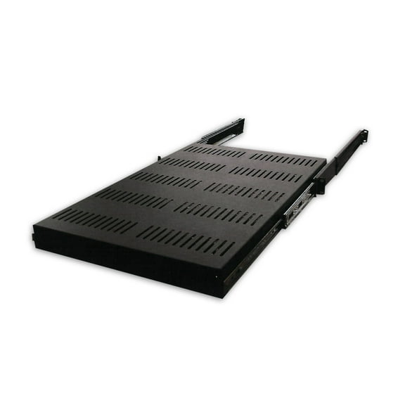 Single-Sided Slide-Out Vented Shelf with Adjustable Rails, 19" x 26"-37D, Black