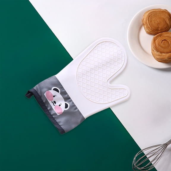 Single Silicone Oven Mitt, Heat Resistant Kitchen Glove for Baking, Grilling, BBQ, Microwave, Non Slip Grip, Thickened Insulation Protection for Hot Pots Pans, Dishwasher Safe