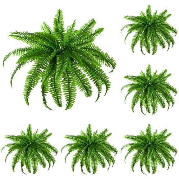 Single Silky Large Artificial Ferns for Outdoors - 21 Fronds Boston Fern Bush, Greenery for Home Decor, Office, Porch - 23.6" Lifelike Ferns Indoor Outdoor Use (2025 Style)