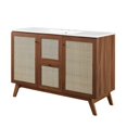 thumbnail image 1 of Single Sink Vanity Cabinet, Walnut White, Wood, Hotel Bedroom Bathroom, Modern Contemporary HB36313, 1 of 15