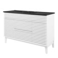 thumbnail image 1 of Single Sink Vanity Cabinet, White Black, Wood, Mid Century Hotel Bedroom Bathroom, Modern Contemporary HB33685, 1 of 11