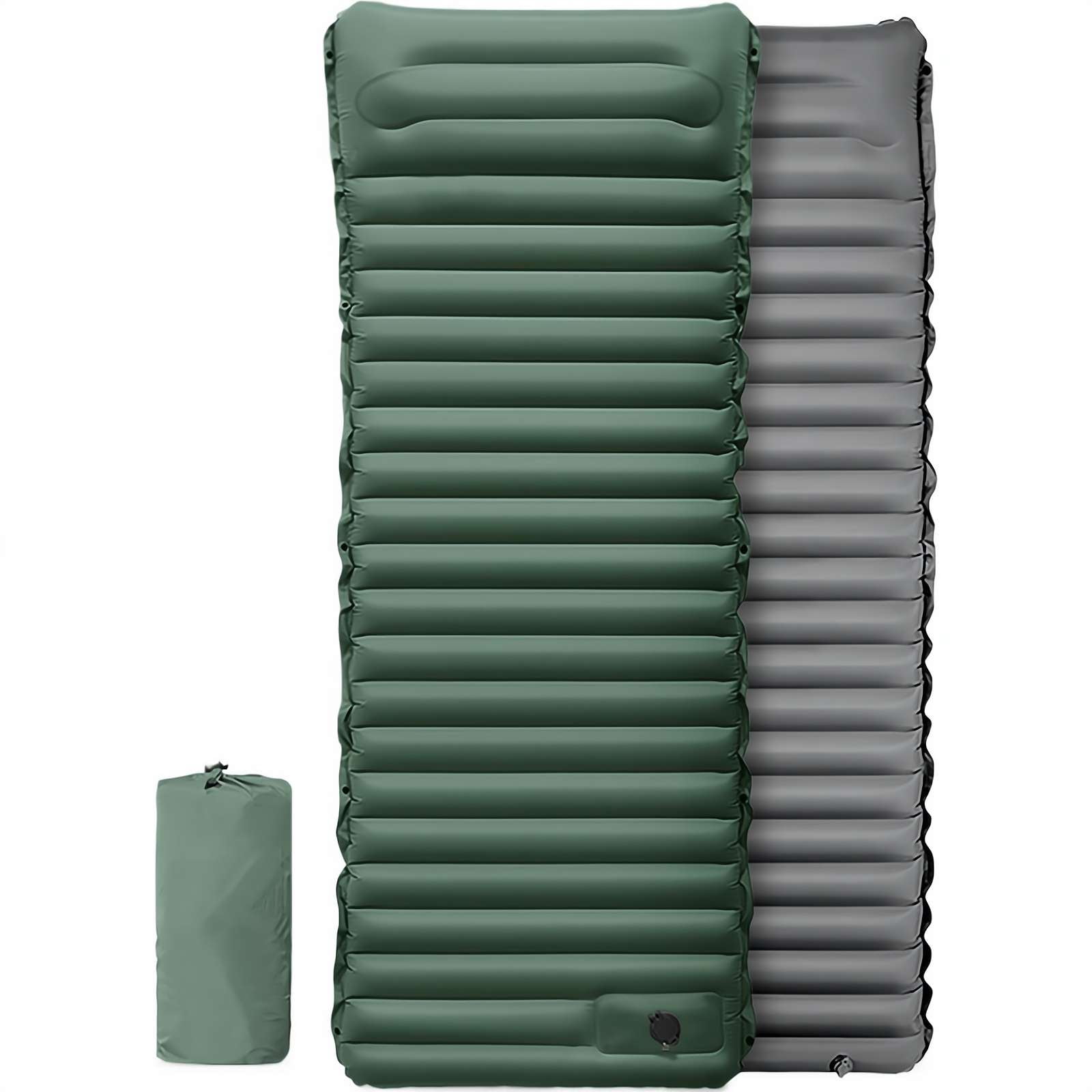 Single Size Camping Air Mattress with Built in Foot Pump, Thicken Inflatable Bed Blow Up Mattress Sleeping Pad for Camping Backpacking Hiking Traveling Tent