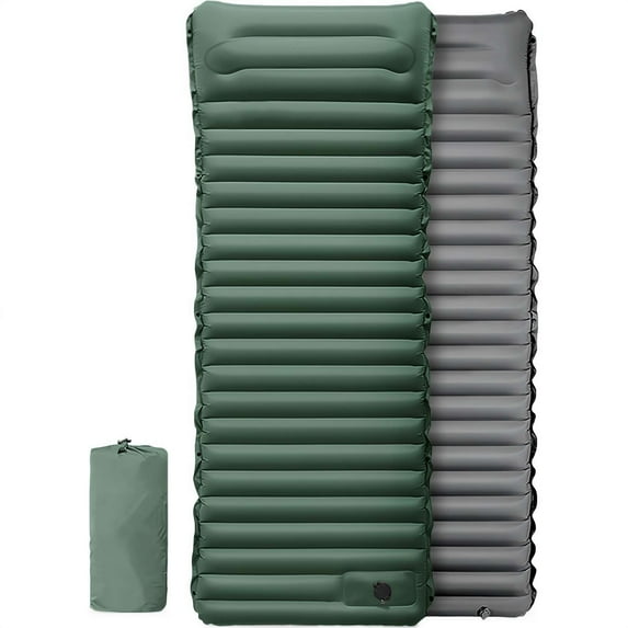 Single Size Camping Air Mattress with Built in Foot Pump, Thicken Inflatable Bed Blow Up Mattress Sleeping Pad for Camping Backpacking Hiking Traveling Tent